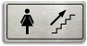 Accept Pictogram WOMEN'S TOILET RIGHT UP (160 × 80mm) (Silver Plate - Black Print) - Sign