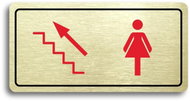 Accept Pictogram WOMEN'S TOILET LEFT TOP (160 × 80mm) (Gold Plate - Colour Print) - Sign