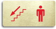 Accept Pictogram MEN'S TOILET LEFT DOWN (160 × 80mm) (Gold Plate - Colour Print without Frame) - Sign
