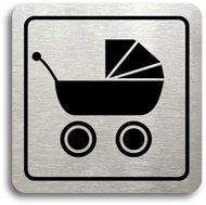 Accept Pictogram "Pram Room" (80 × 80mm) (Silver Plate - Black Print) - Sign
