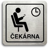 Accept Pictogram "waiting room IV" (80 × 80 mm) (silver plate - black print) - Sign