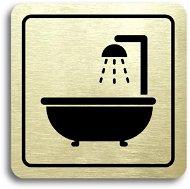 Sign Accept Pictogram "bathroom III" (80 × 80 mm) (gold plate - black print) - Cedule