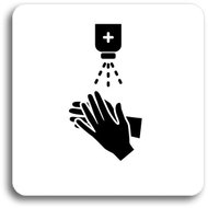 Accept Pictogram "Disinfection VI" (80 × 80mm) (White Plate - Black Print without Frame) - Sign