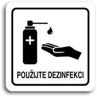 Accept Pictogram  Use Disinfectant II (80 × 80mm) (White Plate - Black Print) - Sign