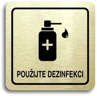 Accept Pictogram  Use Disinfectant V (80 × 80mm) (Gold Plate - Black Print) - Sign