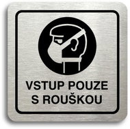Accept Pictogram Entry with Mask Only (80 × 80mm) (Silver Plate - Black Print) - Sign