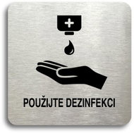 Accept Pictogram Use Disinfectant IV (80 × 80mm) (Silver Plate - Black Print without Frame) - Sign