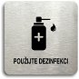 Accept Pictogram "Use Disinfectant V" (80 × 80mm) (Silver Plate - Black Print without Frame) - Sign