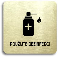 Accept Pictogram Use Disinfectant V (80 × 80mm) (Gold Plate - Black Print without Frame) - Sign