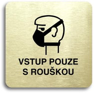 Accept Pictogram Entry with Mask Only (80 × 80mm) (Gold Plate - Black Print without Frame) - Sign