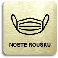 Accept Pictogram Wear a Mask IV (80 × 80mm) (Gold Plate - Black Print without Frame) - Sign