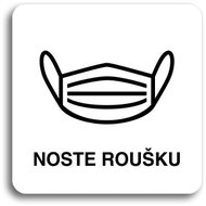 Accept Pictogram Wear a Mask IV (80 × 80mm) (White Plate - Black Print without Frame) - Sign