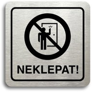 Accept Pictogram Do not Knock! II (80 × 80mm) (Silver Plate - Black Print) - Sign