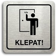 Accept Pictogram Knock! II (80 × 80mm) (Silver Plate - Black Print) - Sign
