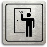Accept Pictogram Knock! III (80 × 80mm) (Silver Plate - Black Print) - Sign