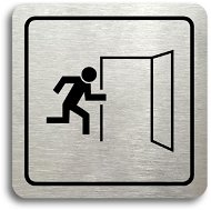 Accept Pictogram Emergency Exit IV (80 × 80mm) (Silver Plate - Black Print) - Sign
