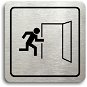 Accept Pictogram Emergency Exit IV (80 × 80mm) (Silver Plate - Black Print) - Sign