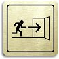 Accept Pictogram Emergency Exit IV (80 × 80mm) (Gold Plate - Black Print) - Sign