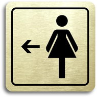 Accept Pictogram Women's Toilet on the Left (80 × 80mm) (Gold Plate - Black Print) - Sign