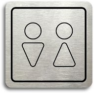 Accept Pictogram Toilet Men, Women VII (80 × 80mm) (Silver Plate - Black Print) - Sign