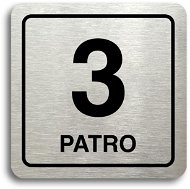 Accept Piktogram „3 poschodie“ (80 × 80 mm) (strieborná tabuľka – čierna tlač) - Ceduľa