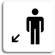Accept Pictogram Men's Toilet Down Left (80 × 80mm) (White Plate - Black Print without Frame) - Sign