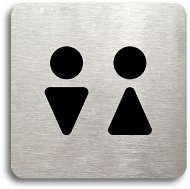 Accept Pictogram Toilet Men, Women II (80 × 80mm) (Silver Plate - Black Print without Frame) - Sign