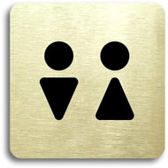 Accept Pictogram Toilet Men, Women II (80 × 80mm) (Gold Plate - Black Print without Frame) - Sign