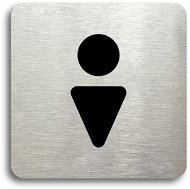 Accept Pictogram Toilet for Men II (80 × 80mm) (Silver Plate - Black Print without Frame) - Sign