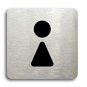 Accept Piktogram „WC ženy II" (80 × 80 mm) (strieborná tabuľka – čierna tlač bez rámčeka) - Ceduľa