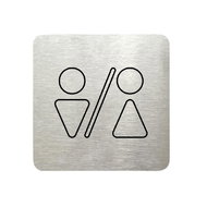 Accept Pictogram Toilet for Men, Women V (80 × 80mm) (Silver Plate - Black Print without Frame) - Sign