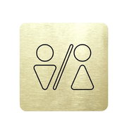Accept Pictogram Toilet for Men, Women V (80 × 80mm) (Gold Plate - Black Print without Frame) - Sign
