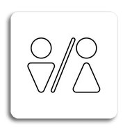 Accept Pictogram Toilet for Men, Women V (80 × 80mm) (White Plate - Black Print without Frame) - Sign