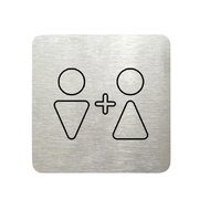 Accept Pictogram Toilet for Men, Women VI (80 × 80mm) (Silver Plate - Black Print without Frame) - Sign