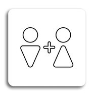 Accept Pictogram Toilet for Men, Women VI (80 × 80mm) (White Plate - Black Print without Frame) - Sign