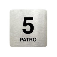 Accept Pictogram 5th Floor (80 × 80mm) (Silver Plate - Black Print without Frame) - Sign