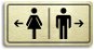 Accept Piktogram „WC ŽENY VĽAVO, WC MUŽI VPRAVO“ (160 × 80 mm) (zlatá tabuľka – čierna tlač) - Ceduľa