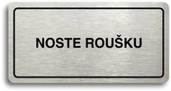 Accept Pictogram "WEAR A MASK" (160 × 80mm) (Silver Plate - Black Print) - Sign