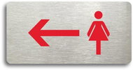 Accept Pictogram "WOMEN'S TOILET LEFT" (160 × 80mm) (Silver Plate - Colour Print without Frame) - Sign