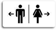 Accept Pictogram "TOILETS MEN LEFT, TOILETS WOMEN RIGHT" (160 × 80mm) (White Plate - Black Print without Frame) - Sign