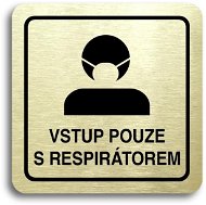 Accept Pictogram Entry with Respirator Only III (80 × 80mm) (Gold Plate - Black Print) - Sign