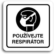 Accept Pictogram Use Respirator  (80 × 80mm) (White Plate - Black Print) - Sign