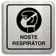 Accept Pictogram Wear Respirator  (80 × 80mm) (Silver Plate - Black Print) - Sign