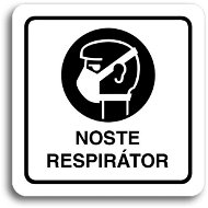 Accept "Wear Respirator" Pictogram (80 × 80mm) (White Plate - Black Print) - Sign