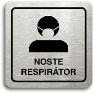 Accept Pictogram Wear Respirator III (80 × 80mm) (Silver Plate - Black Print) - Sign