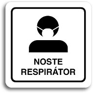 Accept Pictogram Wear Respirator III (80 × 80mm) (White Plate - Black Print) - Sign