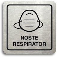 Accept Pictogram Wear Respirator IV (80 × 80mm) (Silver Plate - Black Print) - Sign