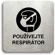Accept Pictogram "Use Respirator" (80 × 80mm) (Silver Plate - Black Print without Frame) - Sign