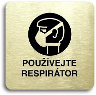 Accept Pictogram Use Respirator  (80 × 80mm) (Gold Plate - Black Print without Frame) - Sign