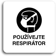 Accept Pictogram Use Respirator  (80 × 80mm) (White Plate - Black Print without Frame) - Sign